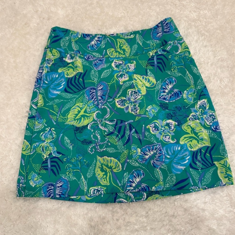 Lilly Pulitzer JONAS SKIRT Green and Blue A-Line Mini Skirt Resort Wear